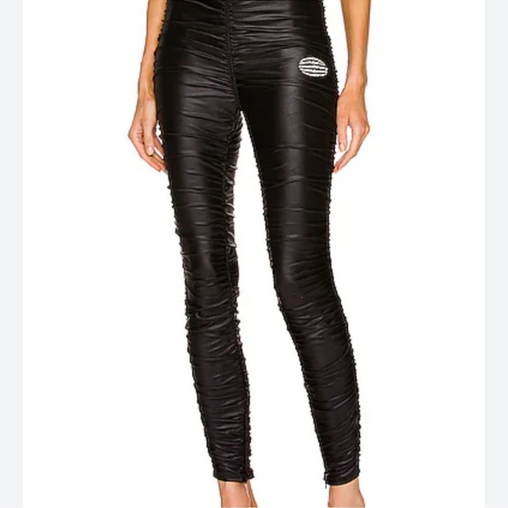 Alexander Wang Women's Ruched High Waisted Leggings With Reflective Logo